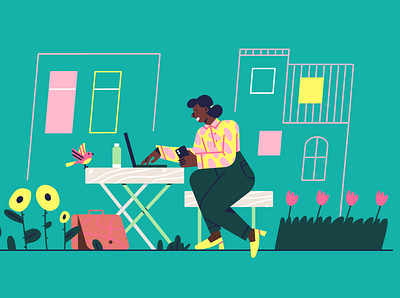 Outside working space bird co working space housing illustration office outdoors urban development worklife