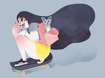 Skatergirl dog fashion girl girlswhoride illustration