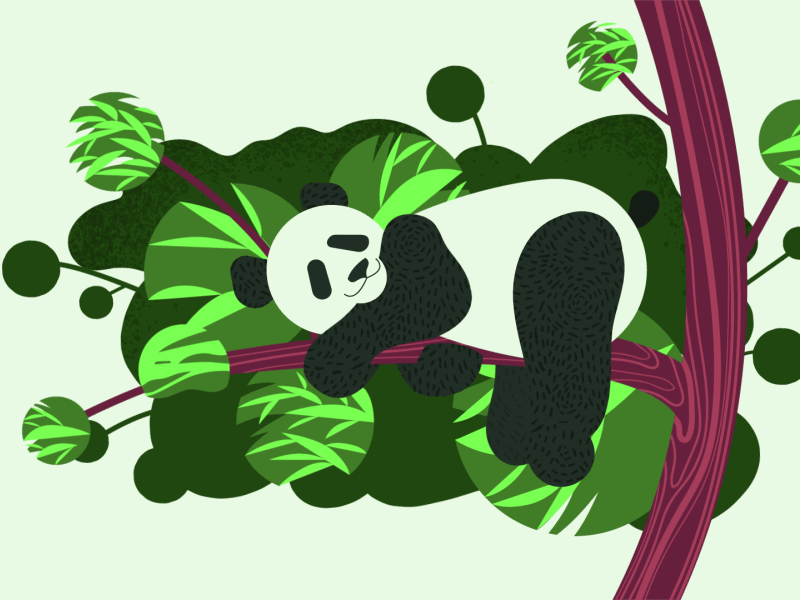 Panda Bear Nap Time animals bear environment forest gif illustration nature trees