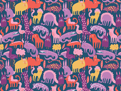 Zoo keeper - Animal pattern design adobe draw animal pattern design illustration pattern design surface pattern design vector illustration
