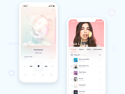 Music app color interface ios11 music ui ux