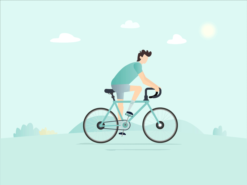 Ride on a bicycle animation bike ride design loading ui