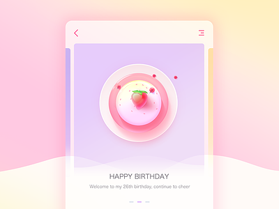 Happy Birthday app cake card happy birthday plate strawberry ui