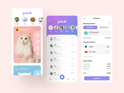 Get Pet | Mobile App adopt app cat design pet sell ui ux