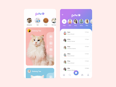 Get Pet | Mobile App adopt app cat dog pet pet lover ui