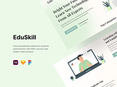 EduSkill | Educational Website branding design edu education graphic design illustration job logo site skill student teacher typography ui ux vector web website