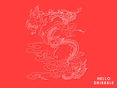 Hello Dribbble art debut dragon first shot hello dribbble invitation