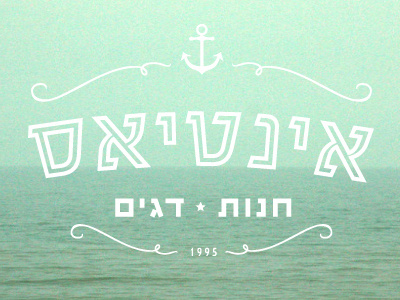 Intias Logo anchor blue hebrew logo market star store vintage
