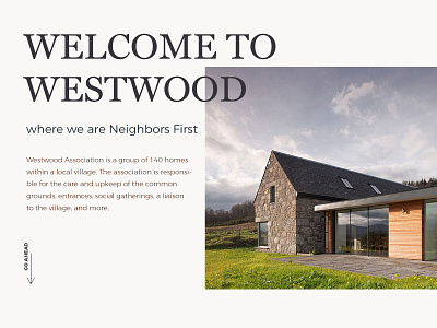 Homepage for Westwood Neighbours Assocciation building clean homepage house light modern nature site ui web westwood wood