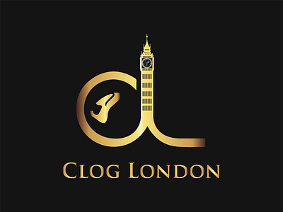 Clog London big bane brand clog design icon.logo illustration logo design london luxury shoe tower