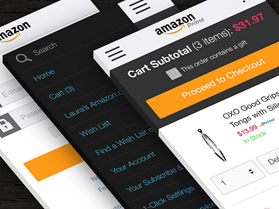 Amazon Mobile Web Checkout Flow Concept checkout ecommerce flat mobile shopping ui ux web