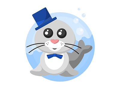 Dapper Seal affinity designer animal cute icon illustration seal water