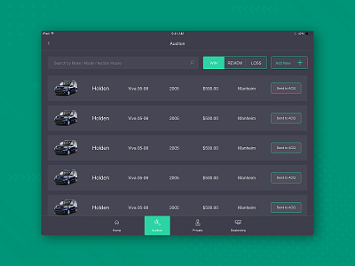 Car Auction Cars List auction car form form design ipad ipad app tablet tablet app