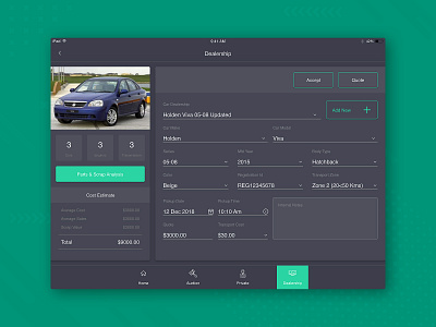 Car Auction - Dealers auctions car form form design ipad ipad app tablet tablet app