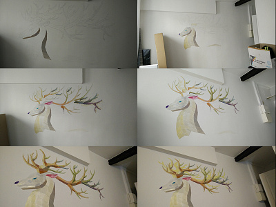 Deer - wall art 3d low poly acrylic deer painting wall art