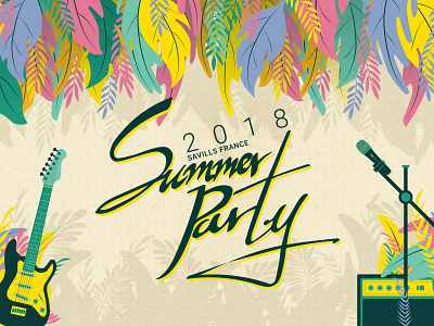 Savills France Summer Party 2018 - Main Art Design graphic design hand draw illustration photoshop summer party
