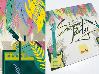 Savills France Summer Party 2018 - Invitation design graphic design hand draw illustration invitation photoshop summer party