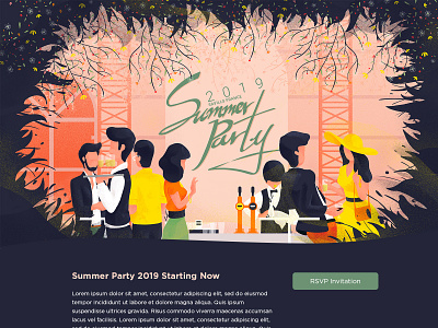 Savills France Summer Party 2019 hand draw illustration photoshop summer party