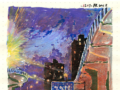 Traffic · Light · City · Cloud 红灯-城市-云彩 car city illustration painting shanghai summer sunset traffic