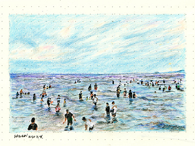 LinGang beach beach illustration ocean painting shanghai summer