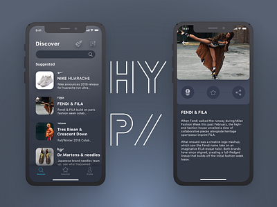 Hyp/ appdesign clean content driven dark blue ecommerce marketing simple ui ux