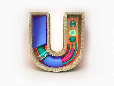 U / Lettering 3D 36daysoftype 3d c4d cinema4d illustration lettering typography