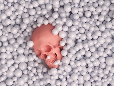 submerged 3d ball cinema4d creative illustration pastel skull