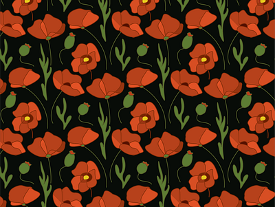 Poppy Pattern design flower pattern flower vector illustration vector art vector illustration vector pattern