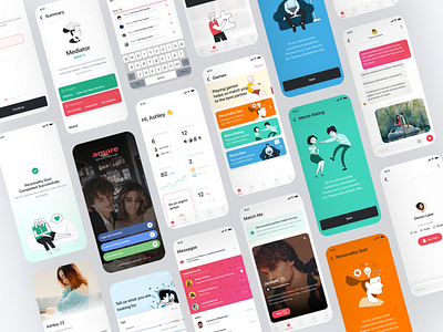 Dating & Social App UI animation challenge clean daily dashboard dating figma figmadesign filter flat illustration ios iphone match messages minimal profile splash summary ui