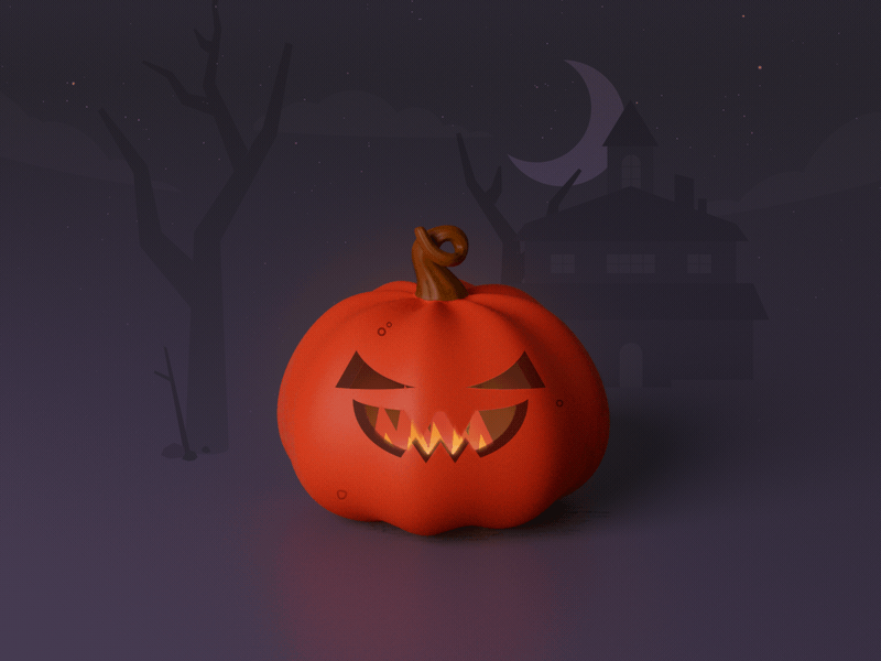 Spooky Pumpkin 3d after effects blender fire flame gif halloween motiongraphics pumpkin spooky