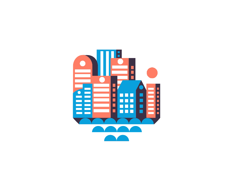City 2d aftereffects animation buildings city flatdesign gif icon illustration motion motiongraphics vector