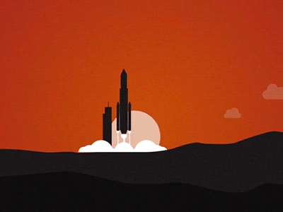 Rocket Lift-Off after effects flat design gif motion motion graphics rocket space stars sunset