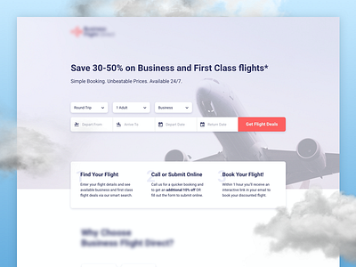 Business & First Class Flight | Landing Page ✈️ conversion design conversion rate optimization graphic design landing page ui ui design ux design visual design web design website