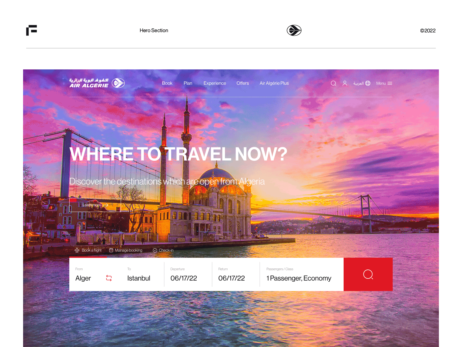 Airline of Algeria Landing Page brand branding clean design illustration landingpage layout minimal simple ui ux web