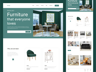 Furniture Landing Page Exploration bitmate studio branding furniture hero home interior landing page layout luxury minimal product product design service shop ui ux web app web design website design workspace