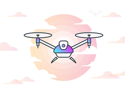 Drone featured image clouds community drone flat gradient illustration outline simple sky sunset