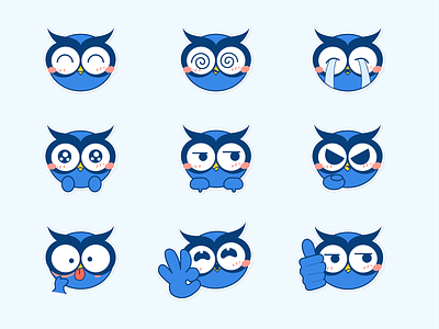 WhiteHub Emoji application blue cute cystack design emoji funny illustration owl security shamin sticker vector website whitehub