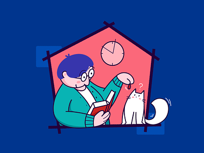 Stay Home 01: Playing with cat... book cat coronavirus covid 19 fajr fitr house illustration person read stay at home stay home stayhome woman