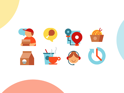 Food delivery icon concepts app beverages courier culinary customer service customer support delivery ecommerce fajr fitr fajrfitr fajrul fitrianto food icon icon design noodle pictogram service tracking