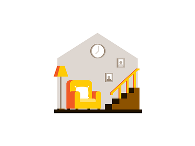 Interior architecture building couch floor lamp home house icon icon design illustration interior real estate sofa spot icon spot illustration stairs