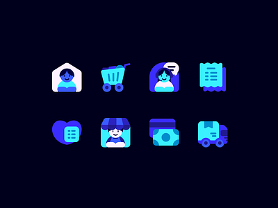 Online store app buyer customer support ecommerce fajr fitr fajrfitr icon icon design icon set iconography online shop online store pictogram seller shipping shopping ui user interface website