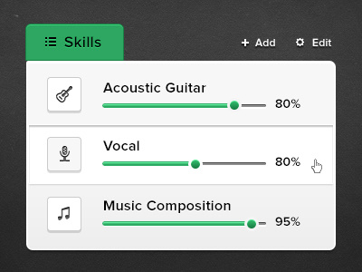 Skills interface design music music web skill bar skills ui user interface ux