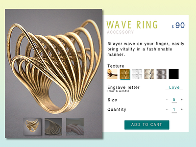 Customize Your Wave Ring 3d 3d model accessory customization dailyui ecommerce engrave printing ring texture ui ux