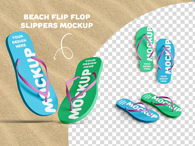 Flip Flop Beach Slippers Mockup Pack accessories beach flip flop hotel logo mockup product scene creator slippers summer