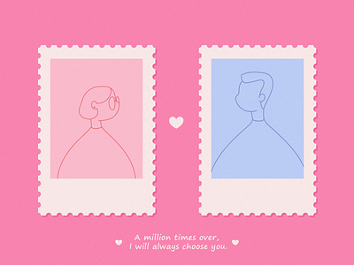 Feeling 2d art character cute design dribbble feeling illustration love pink stamps valentine