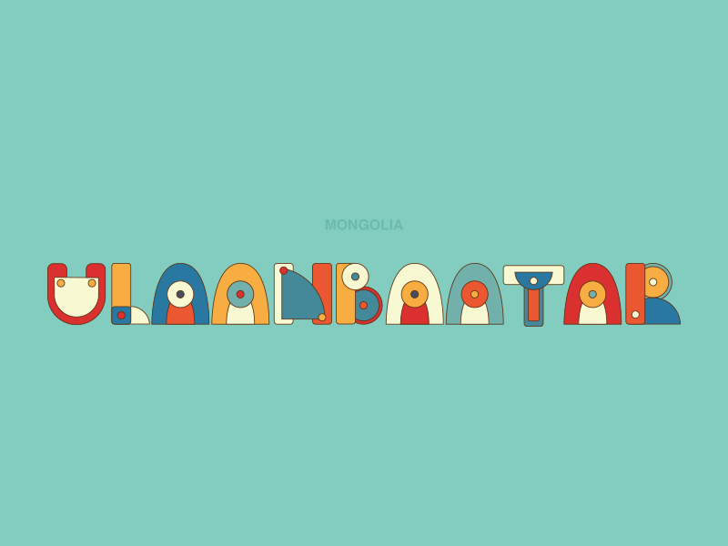ULAANBAATAR cute vector colorful art mongolia typography typo city