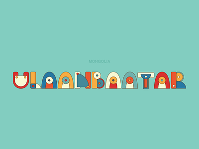 ULAANBAATAR city cute mongolia typo typography vector colorful art