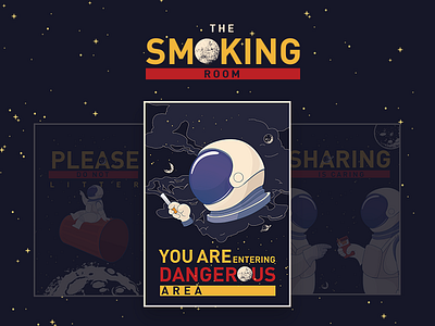 Smoking Room signage #1 2d art character character design cosmonaut cute design dribbble galaxy graphic illustration illustrator moon signage smoke smokingroom star text typo vector