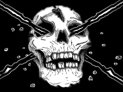 Skull black and white illutration skull