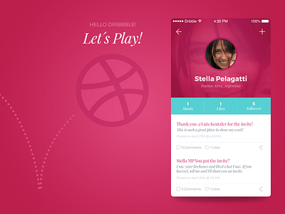 Dribbbleshoot 1st app design dribbble hello mobile pelagatti shot stella ui